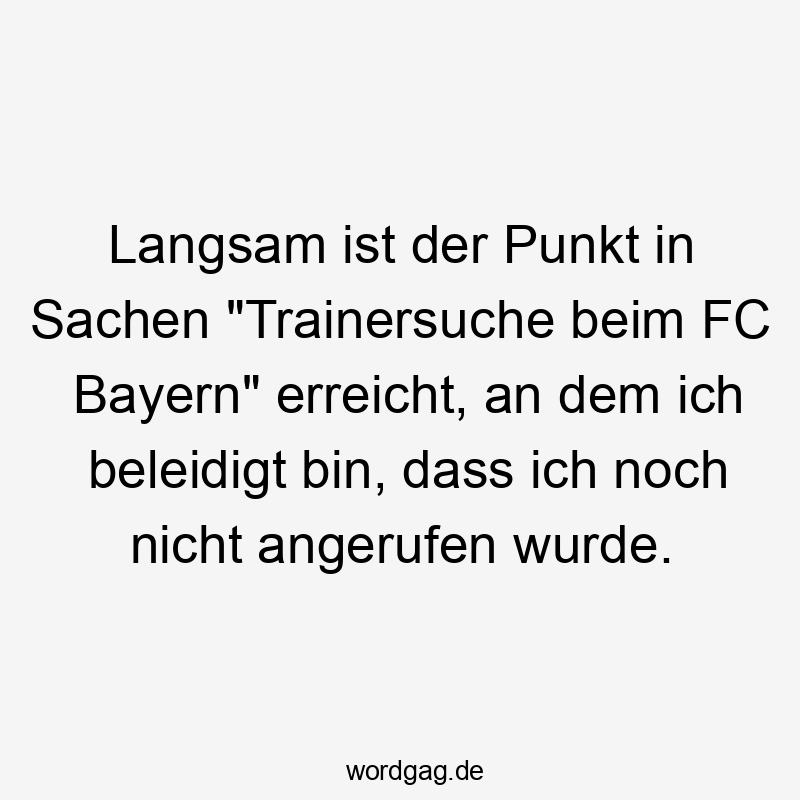 Langsam ist der Punkt in Sachen "Trainersuche beim FC Bayern" erreicht, an dem ich beleidigt bin, dass ich noch nicht angerufen wurde.