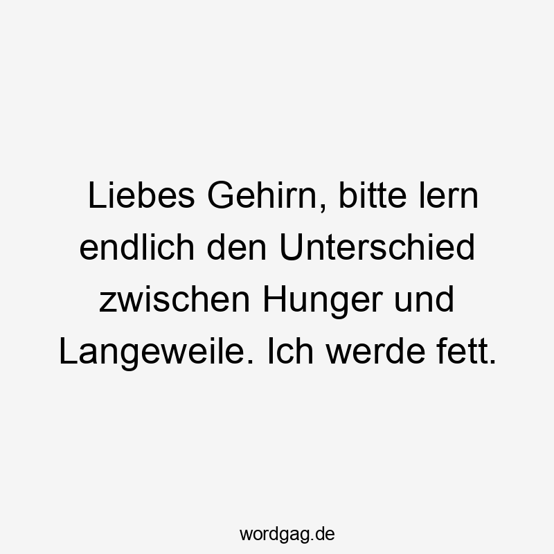 Liebes Gehirn, bitte lern endlich den Unterschied zwischen Hunger und Langeweile. Ich werde fett.