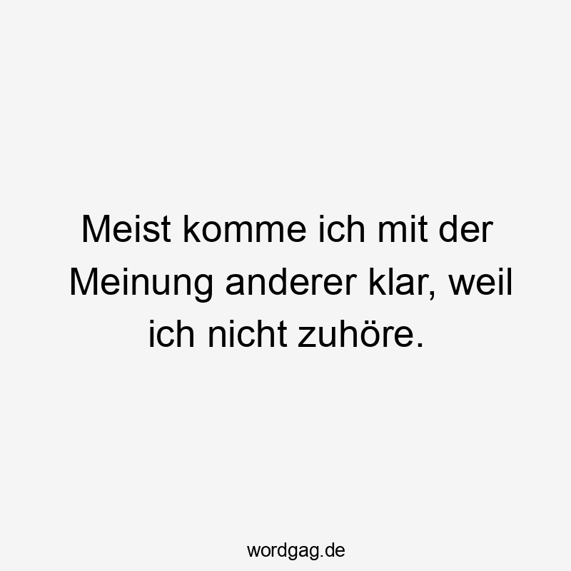 Meist komme ich mit der Meinung anderer klar, weil ich nicht zuhöre.