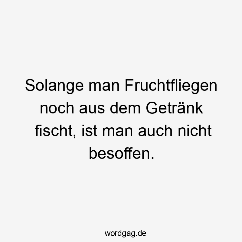 Lustige Fruchtfliegen Sprüche - Solange man Fruchtfliegen noch aus dem Getränk fischt, ist man auch nicht besoffen.