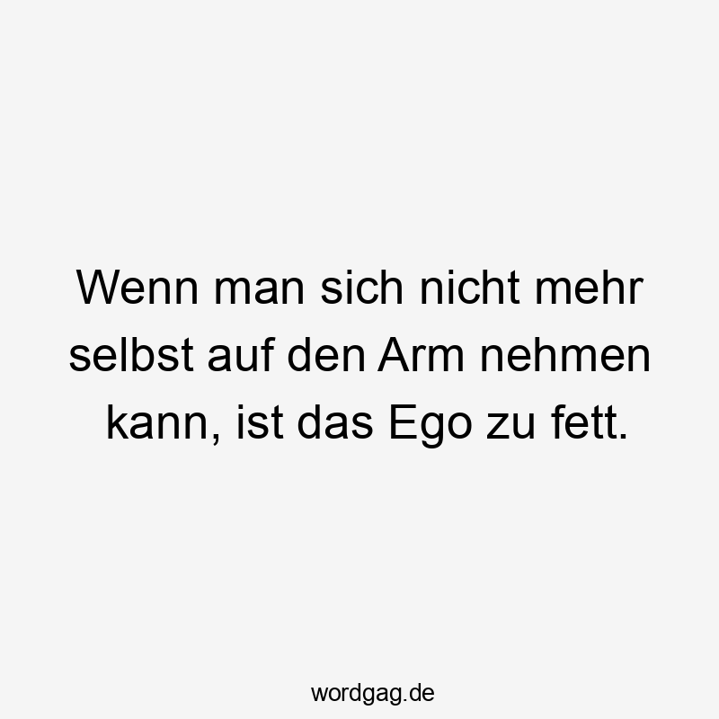 Wenn man sich nicht mehr selbst auf den Arm nehmen kann, ist das Ego zu fett.