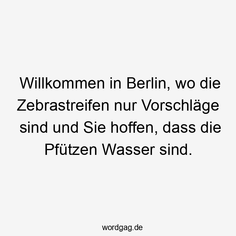 Willkommen in Berlin, wo die Zebrastreifen nur Vorschläge sind und Sie hoffen, dass die Pfützen Wasser sind.