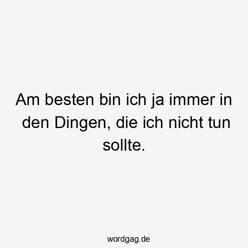 Am besten bin ich ja immer in den Dingen, die ich nicht tun sollte.