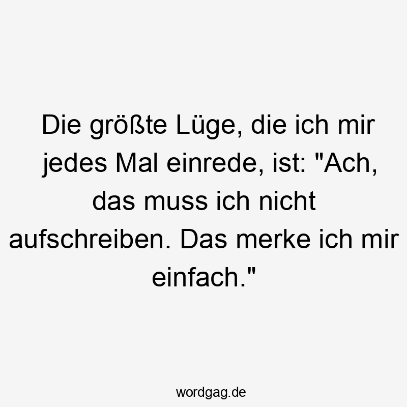 Die größte Lüge, die ich mir jedes Mal einrede, ist: „Ach, das muss ich nicht aufschreiben. Das merke ich mir einfach.“