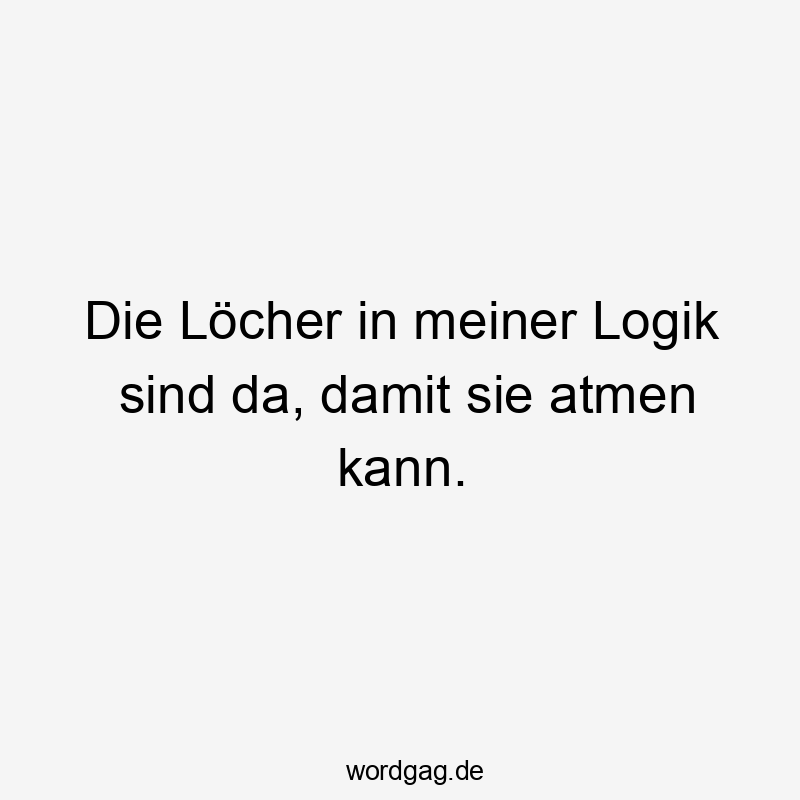 Lustige Logik Sprüche - Die Löcher in meiner Logik sind da, damit sie atmen kann.