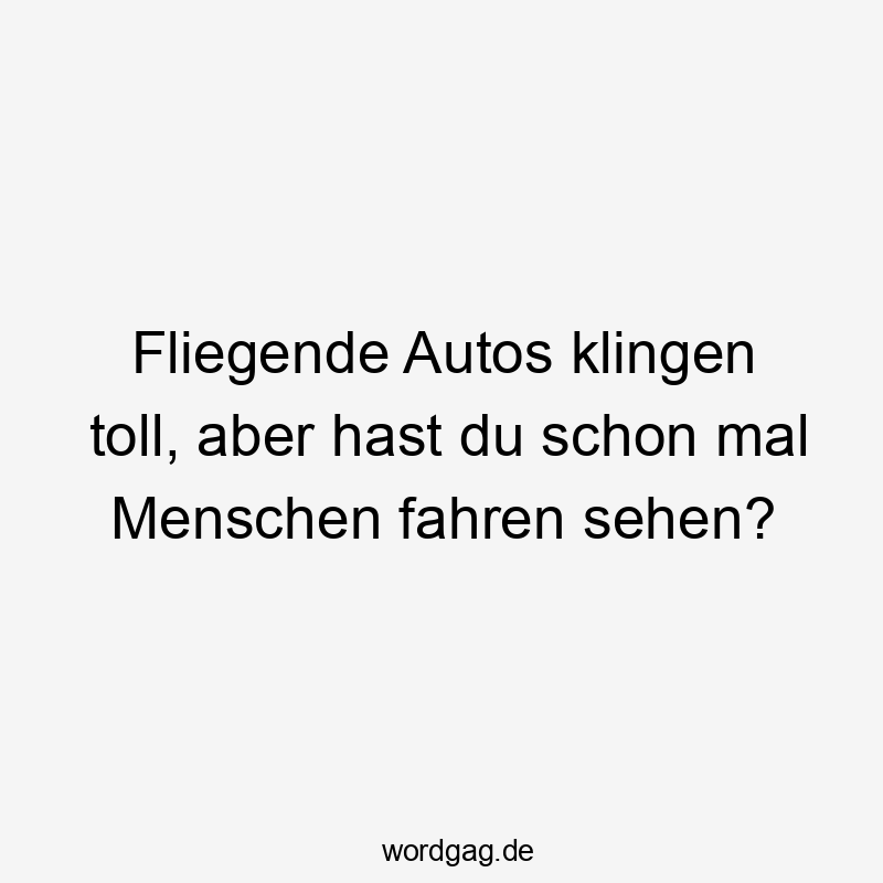 Fliegende Autos klingen toll, aber hast du schon mal Menschen fahren sehen?