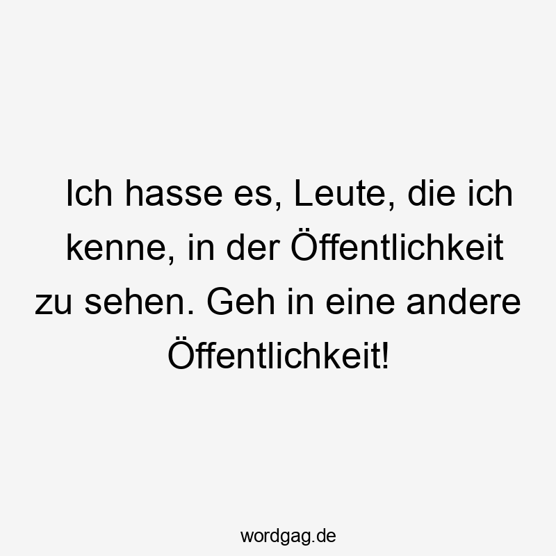 35 Lustige Kennenlernen Sprüche - Ich hasse es, Leute, die ich kenne, in der Öffentlichkeit zu sehen. Geh in eine andere Öffentlichkeit!