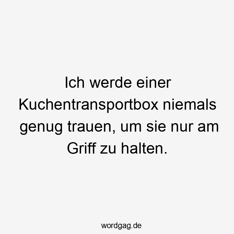 Ich werde einer Kuchentransportbox niemals genug trauen, um sie nur am Griff zu halten.