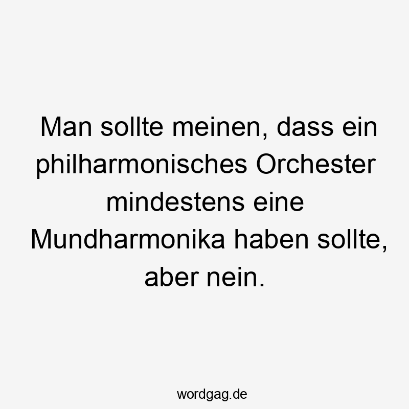 Man sollte meinen, dass ein philharmonisches Orchester mindestens eine Mundharmonika haben sollte, aber nein.