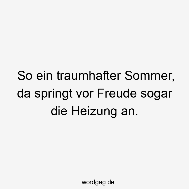 So ein traumhafter Sommer, da springt vor Freude sogar die Heizung an.