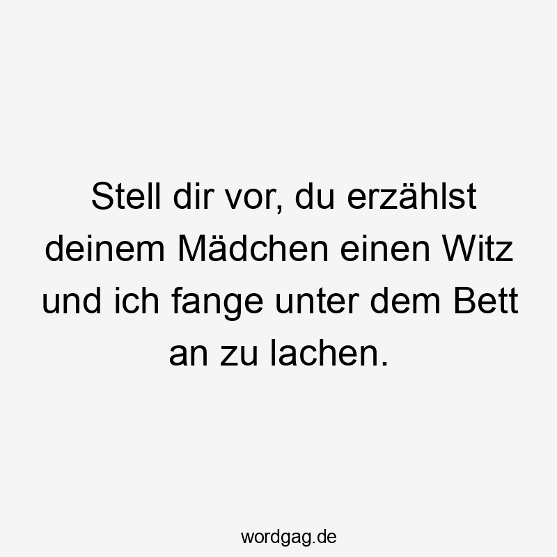 Stell dir vor, du erzählst deinem Mädchen einen Witz und ich fange unter dem Bett an zu lachen.