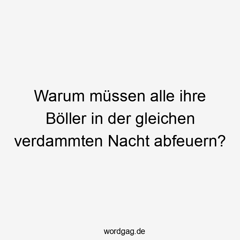 Warum müssen alle ihre Böller in der gleichen verdammten Nacht abfeuern?