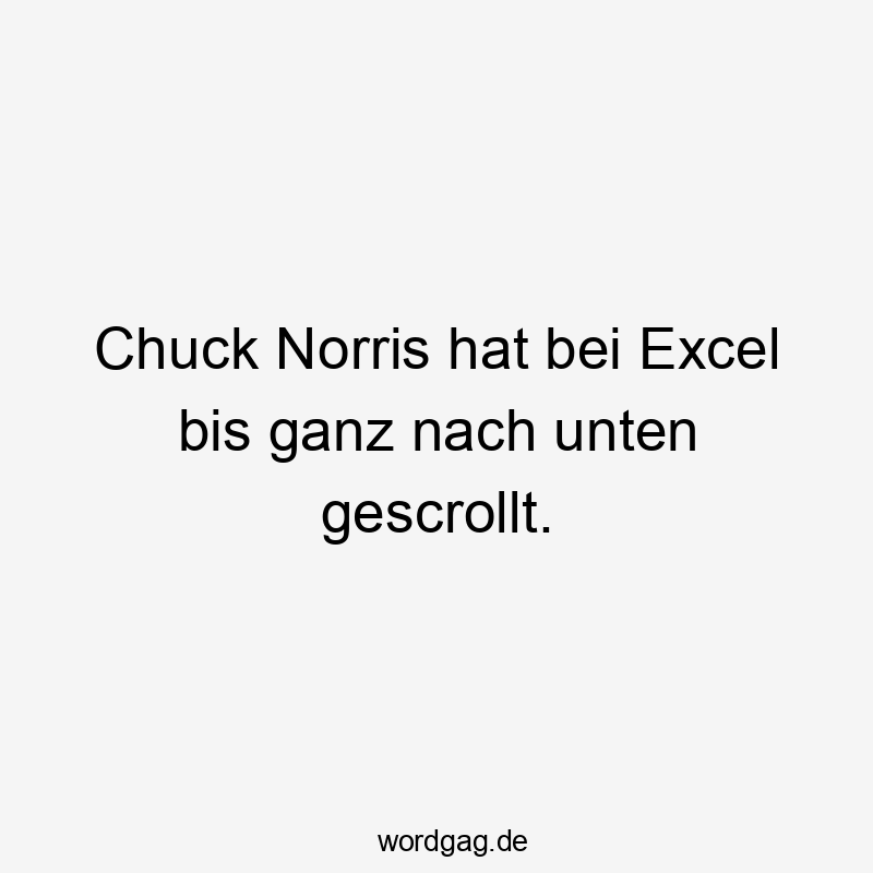 Chuck Norris hat bei Excel bis ganz nach unten gescrollt.