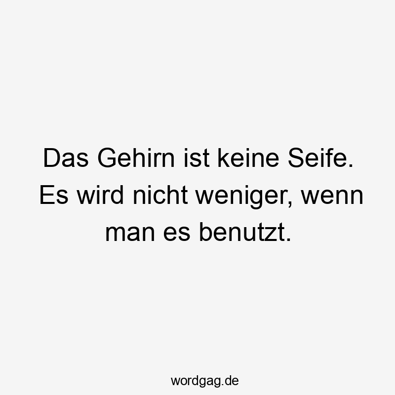 Das Gehirn ist keine Seife. Es wird nicht weniger, wenn man es benutzt.