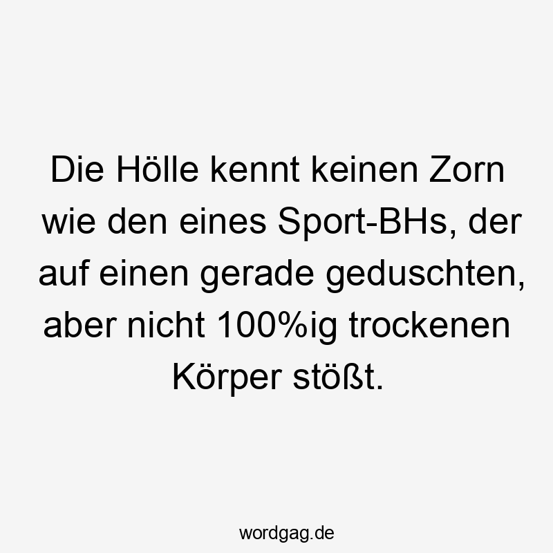Die Hölle kennt keinen Zorn wie den eines Sport-BHs, der auf einen gerade geduschten, aber nicht 100%ig trockenen Körper stößt.