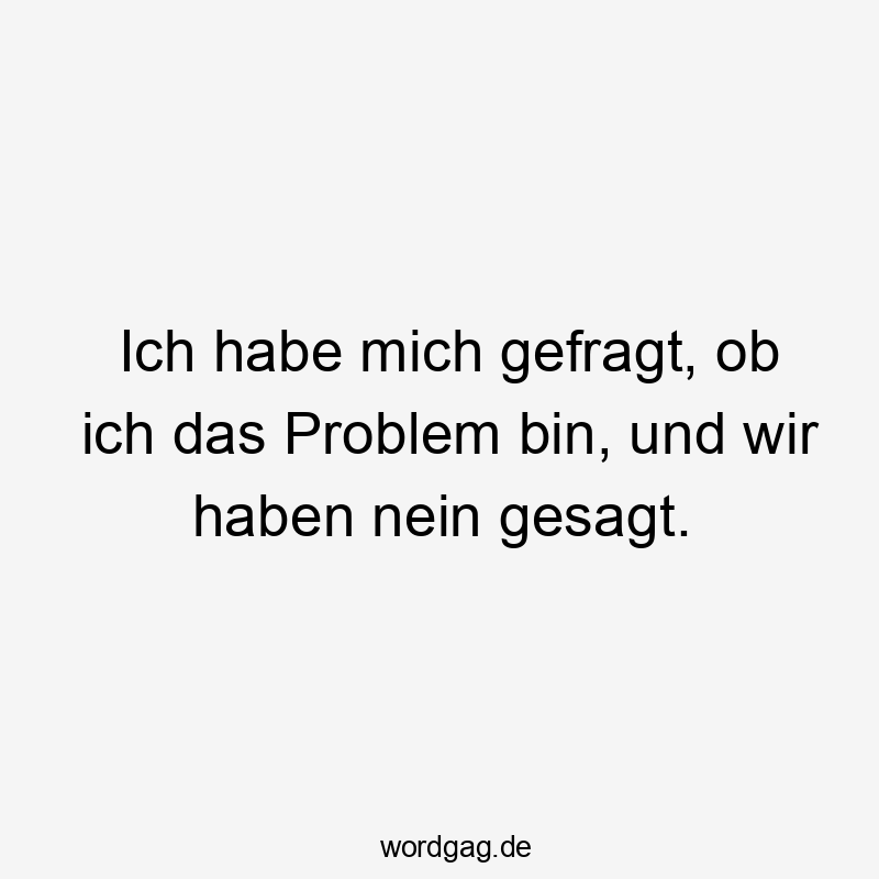 Ich habe mich gefragt, ob ich das Problem bin, und wir haben nein gesagt.