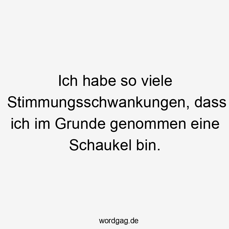 Lustige Schaukel Sprüche - Ich habe so viele Stimmungsschwankungen, dass ich im Grunde genommen eine Schaukel bin.