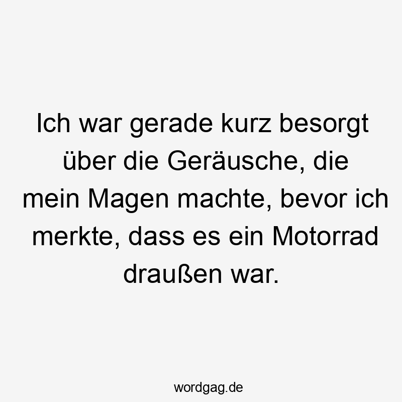 Ich war gerade kurz besorgt über die Geräusche, die mein Magen machte, bevor ich merkte, dass es ein Motorrad draußen war.