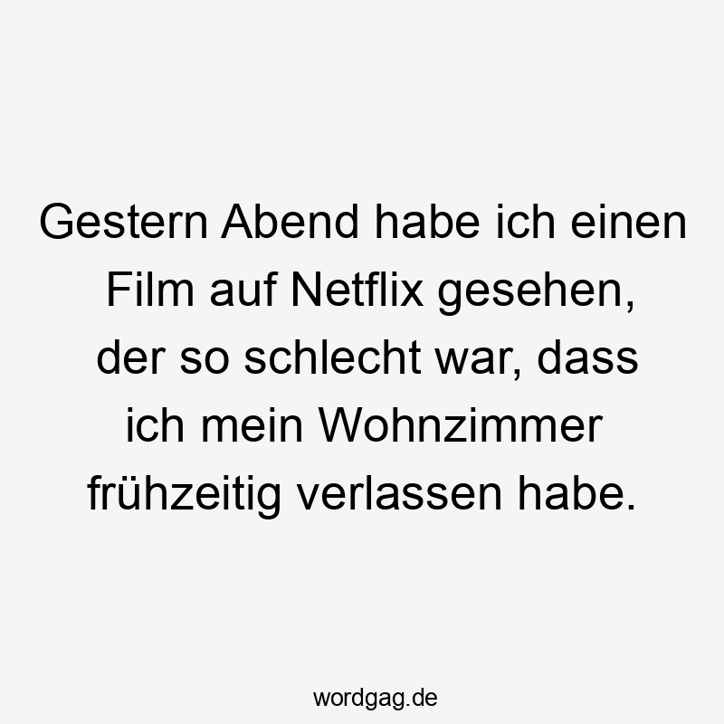 Gestern Abend habe ich einen Film auf Netflix gesehen, der so schlecht war, dass ich mein Wohnzimmer frühzeitig verlassen habe.