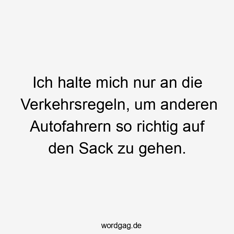 Ich halte mich nur an die Verkehrsregeln, um anderen Autofahrern so richtig auf den Sack zu gehen.