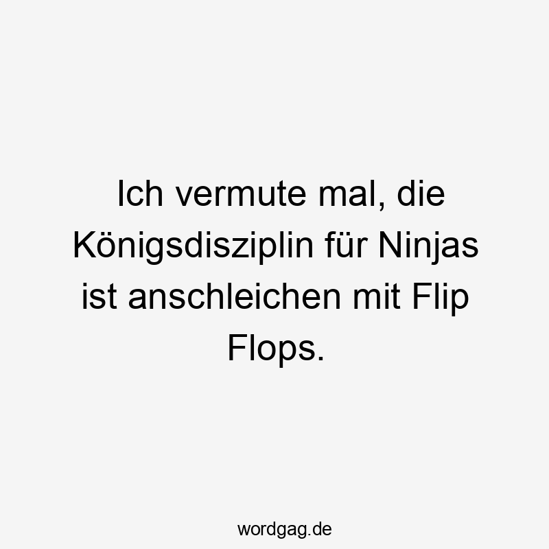 Ich vermute mal, die Königsdisziplin für Ninjas ist anschleichen mit Flip Flops.