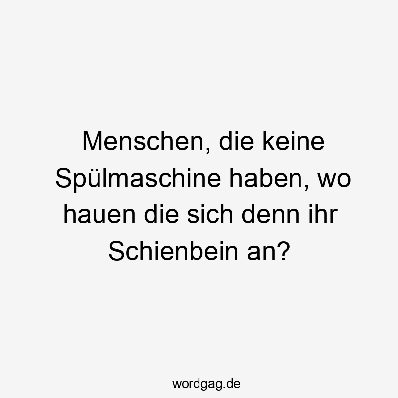 Menschen, die keine Spülmaschine haben, wo hauen die sich denn ihr Schienbein an?