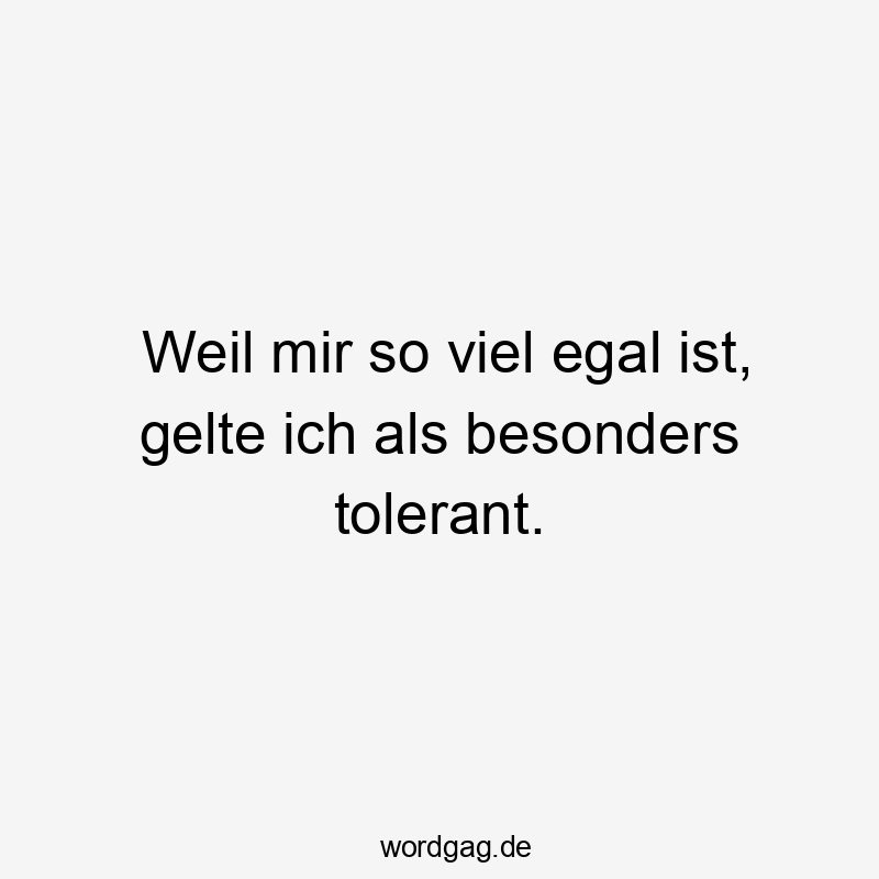 Lustige tolerant Sprüche - Weil mir so viel egal ist, gelte ich als besonders tolerant.