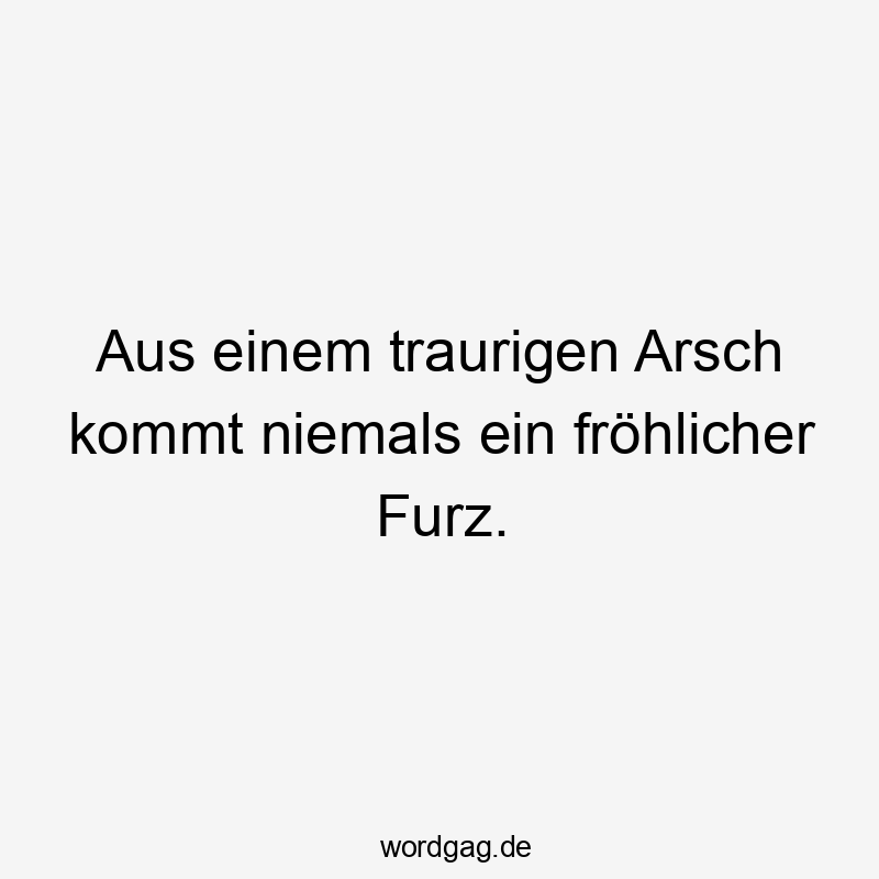 Aus einem traurigen Arsch kommt niemals ein fröhlicher Furz.
