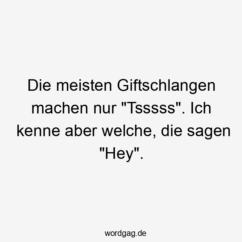 Die meisten Giftschlangen machen nur „Tsssss“. Ich kenne aber welche, die sagen „Hey“.