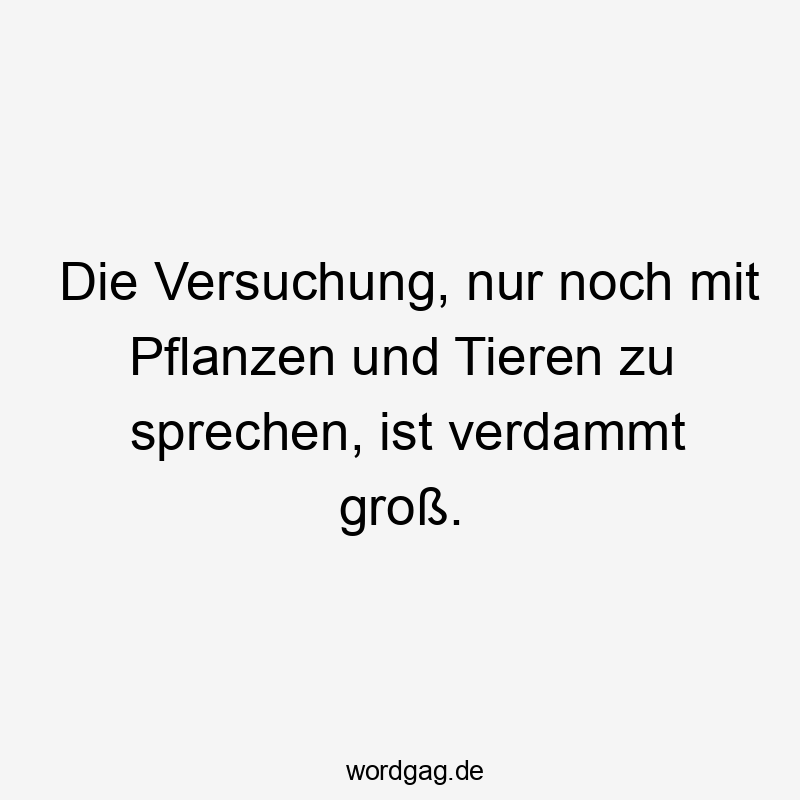 Lustige Sprüche: Pflanzen - Die Versuchung, nur noch mit Pflanzen und Tieren zu sprechen, ist verdammt groß.