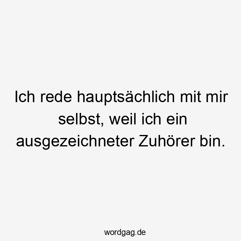 Ich rede hauptsächlich mit mir selbst, weil ich ein ausgezeichneter Zuhörer bin.