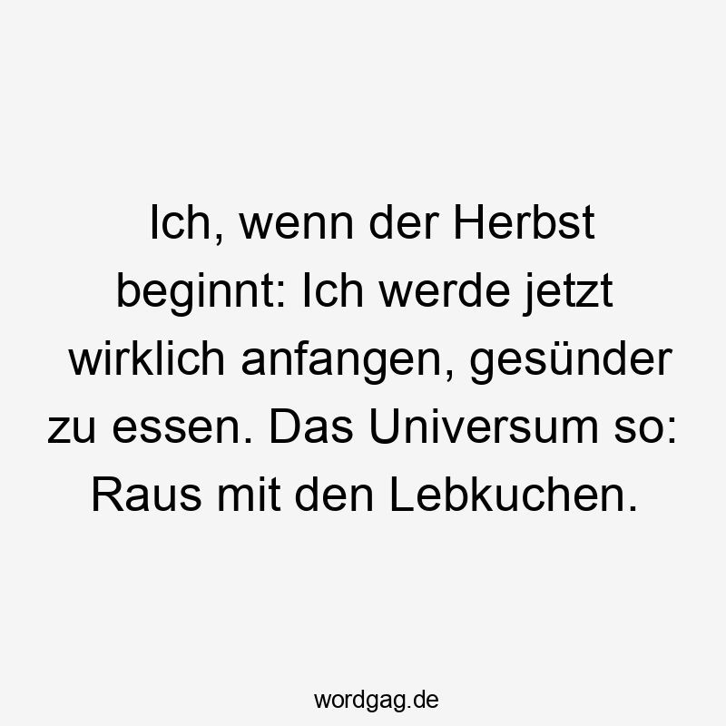 20 Lustige Vorsätze Sprüche - Ich, wenn der Herbst beginnt: Ich werde jetzt wirklich anfangen, gesünder zu essen. Das Universum so: Raus mit den Lebkuchen.
