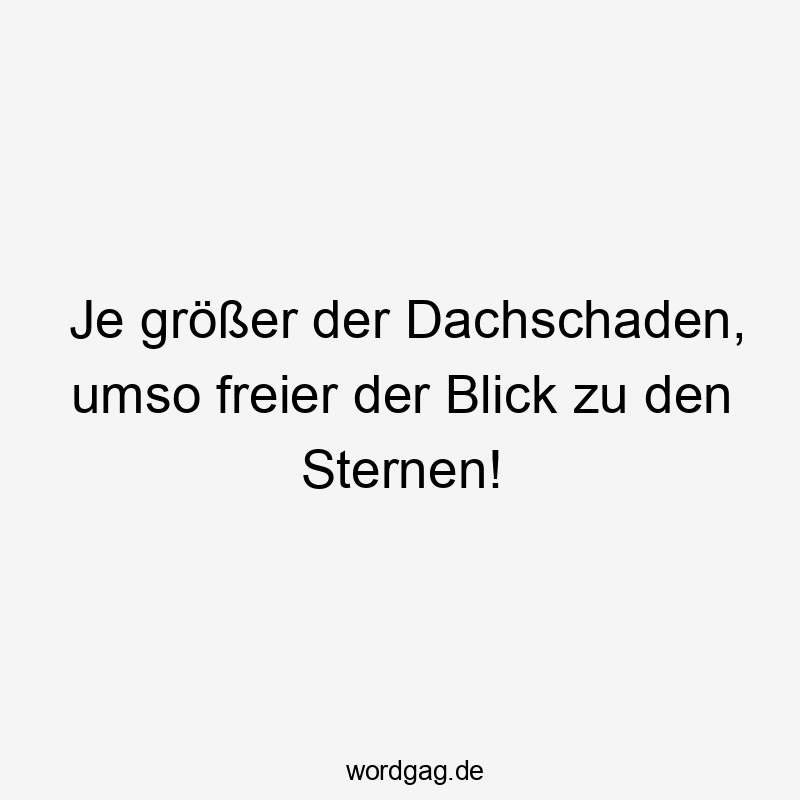 Lustige Dachschaden Sprüche - Je größer der Dachschaden, umso freier der Blick zu den Sternen!