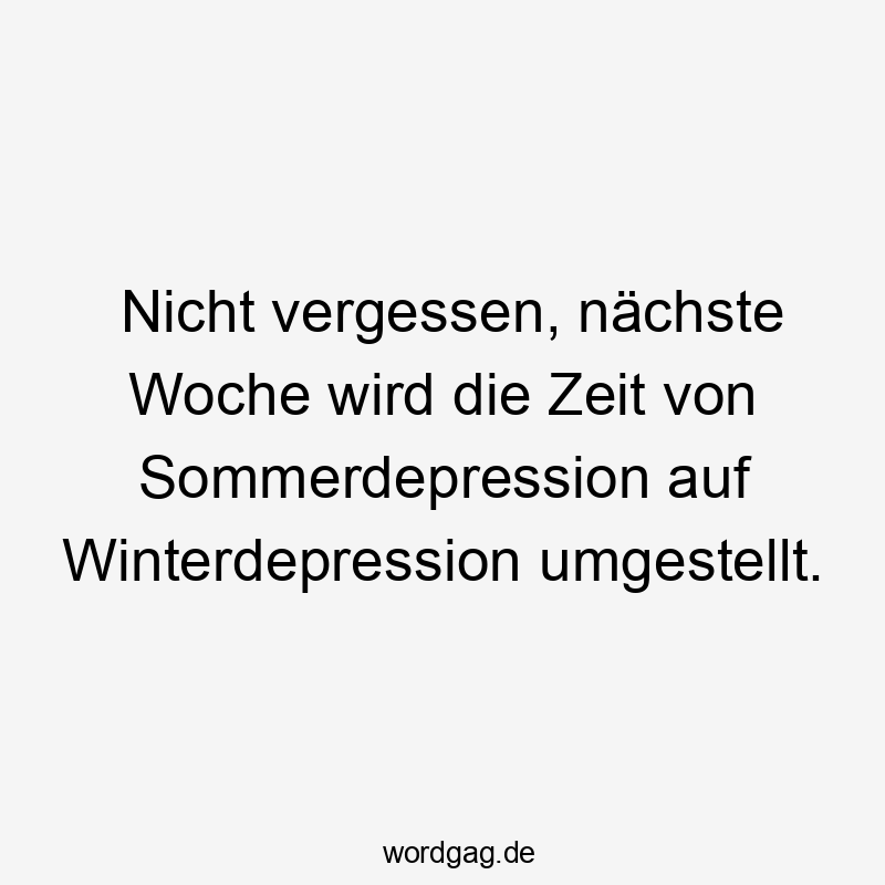 Witze - Nicht vergessen, nächste Woche wird die Zeit von Sommerdepression auf Winterdepression umgestellt.