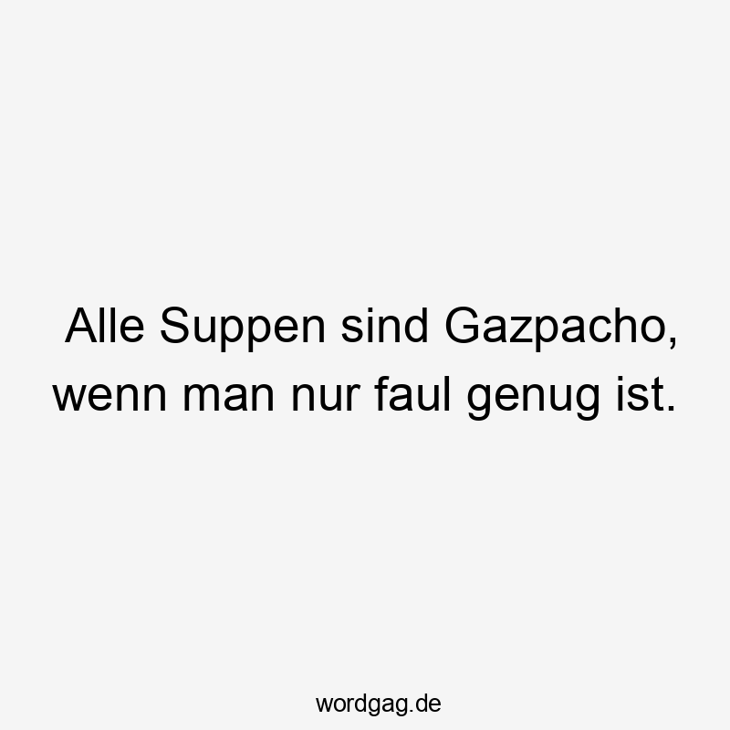 Suppen - Alle Suppen sind Gazpacho, wenn man nur faul genug ist.