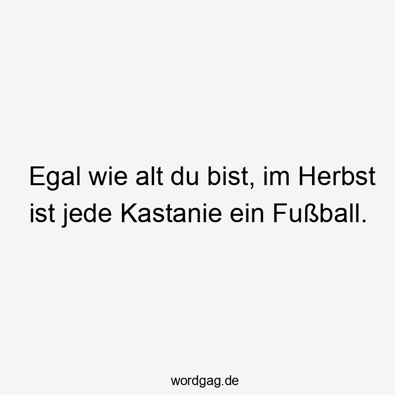 Egal wie alt du bist, im Herbst ist jede Kastanie ein Fußball.
