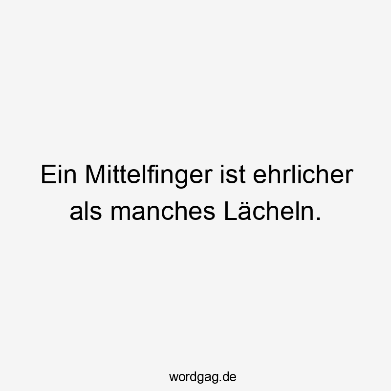 Ausdruck - Ein Mittelfinger ist ehrlicher als manches Lächeln.