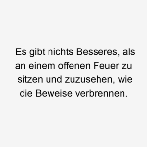 Es gibt nichts Besseres, als an einem offenen Feuer zu sitzen und zuzusehen, wie die Beweise verbrennen.