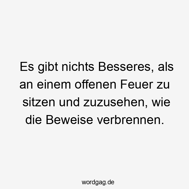 Es gibt nichts Besseres, als an einem offenen Feuer zu sitzen und zuzusehen, wie die Beweise verbrennen.