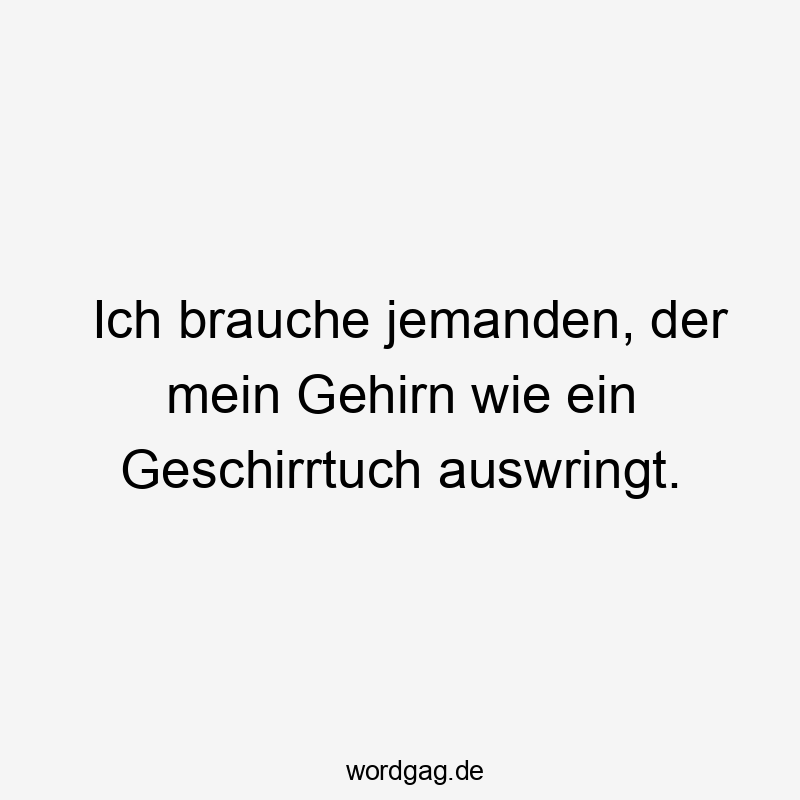 Ich brauche jemanden, der mein Gehirn wie ein Geschirrtuch auswringt.