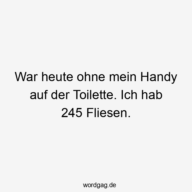 War heute ohne mein Handy auf der Toilette. Ich hab 245 Fliesen.