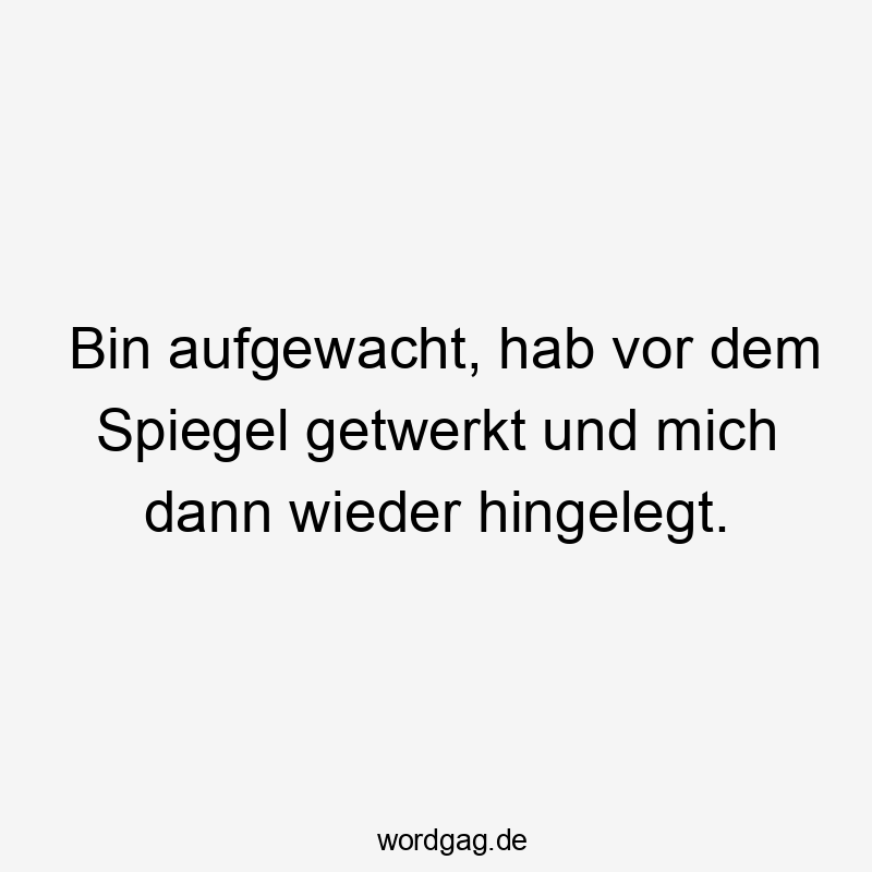 Bin aufgewacht, hab vor dem Spiegel getwerkt und mich dann wieder hingelegt.