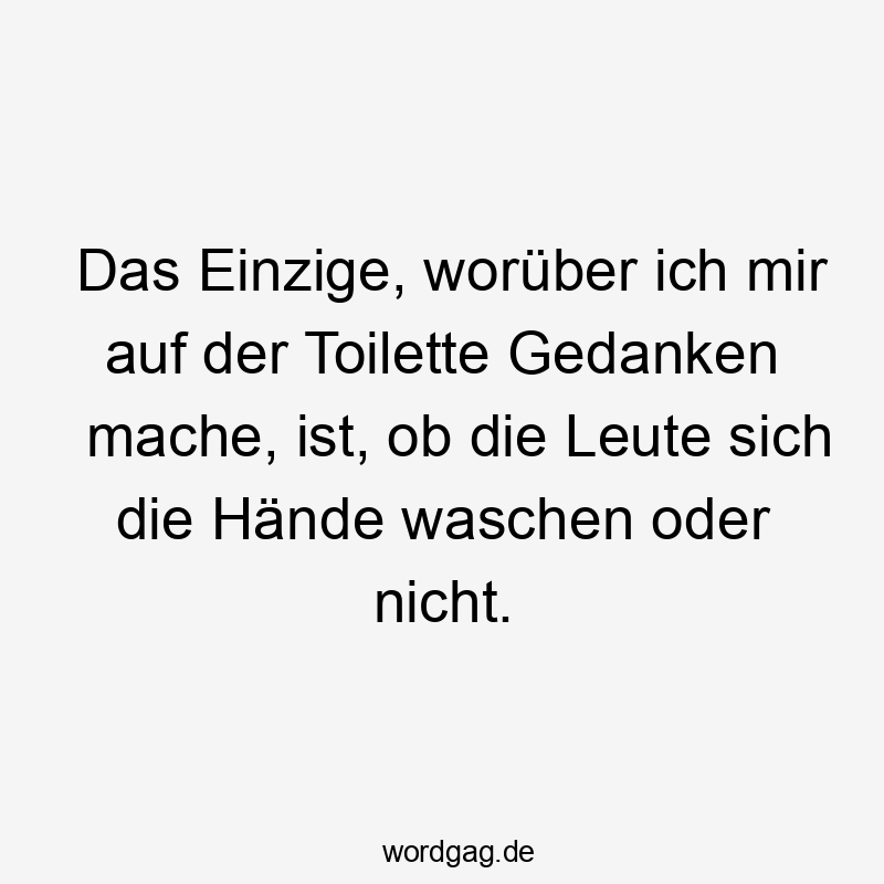 Lustige Sprüche: Leute - Das Einzige, worüber ich mir auf der Toilette Gedanken mache, ist, ob die Leute sich die Hände waschen oder nicht.