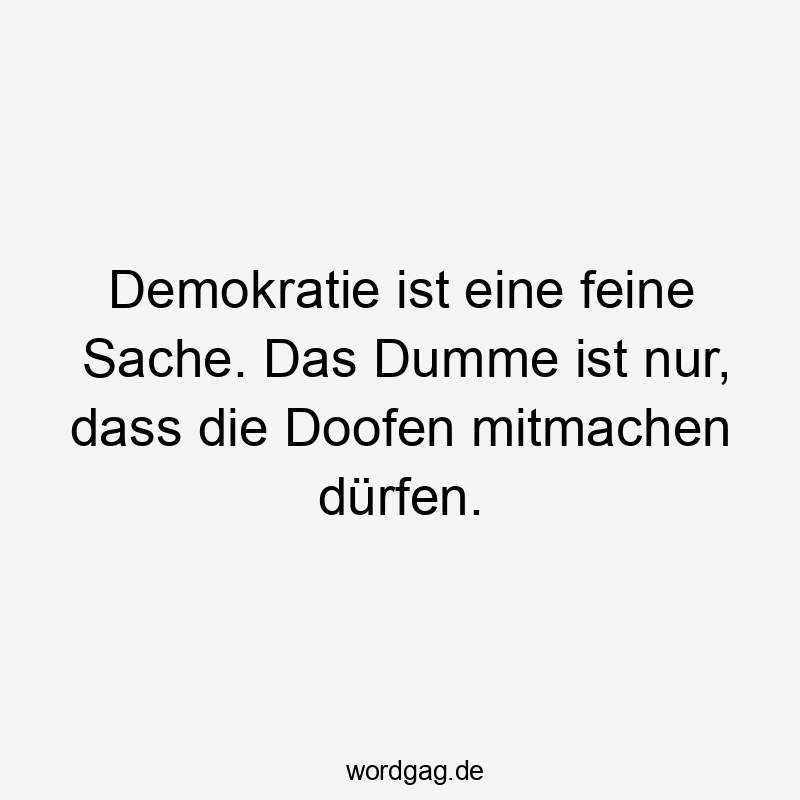 Demokratie ist eine feine Sache. Das Dumme ist nur, dass die Doofen mitmachen dürfen.