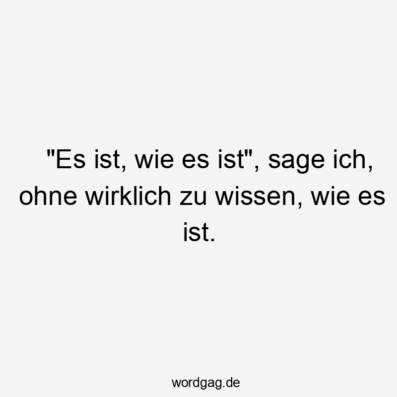 Lustige Sprüche: sage ich - „Es ist, wie es ist“, sage ich, ohne wirklich zu wissen, wie es ist.