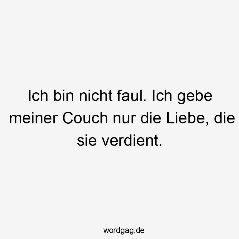 Ich bin nicht faul. Ich gebe meiner Couch nur die Liebe, die sie verdient.