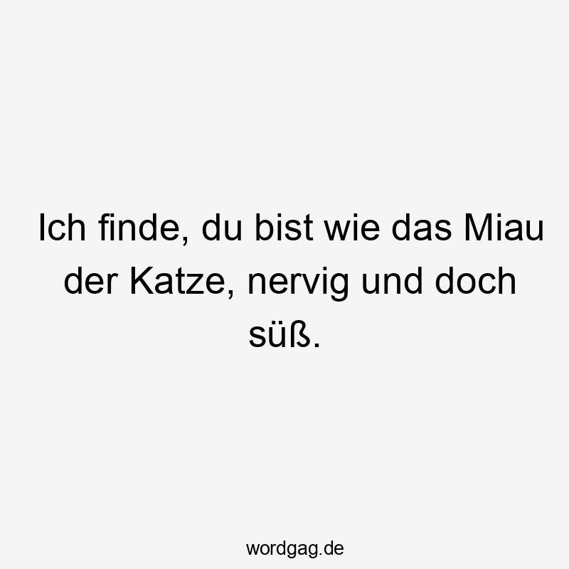 Ich finde, du bist wie das Miau der Katze, nervig und doch süß.