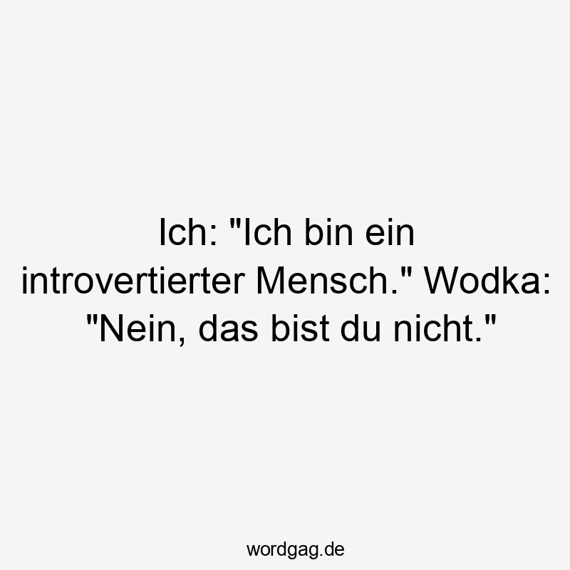 Lustige Wodka Sprüche - Ich: „Ich bin ein introvertierter Mensch.“ Wodka: „Nein, das bist du nicht.“