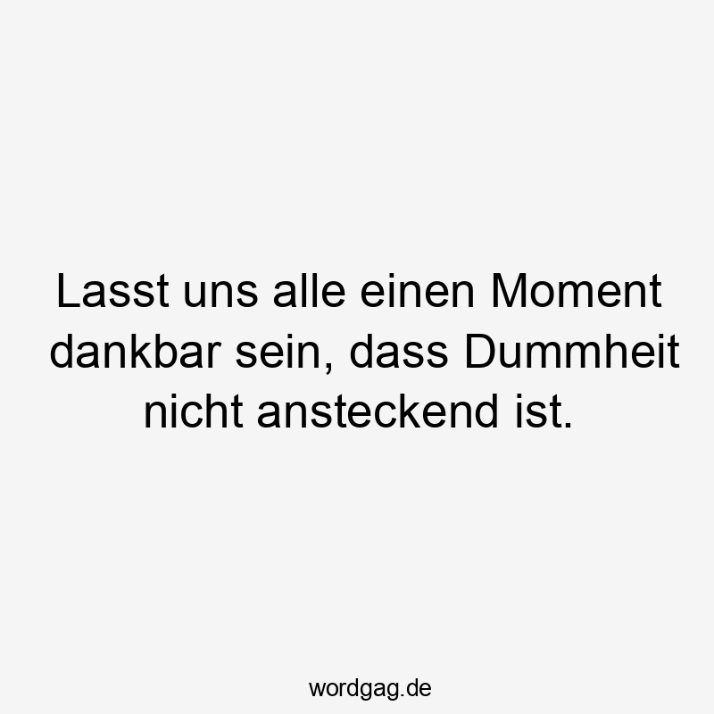 Lasst uns alle einen Moment dankbar sein, dass Dummheit nicht ansteckend ist.