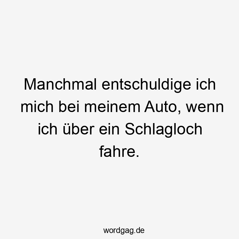 Lustige Sprüche: manchmal - Manchmal entschuldige ich mich bei meinem Auto, wenn ich über ein Schlagloch fahre.